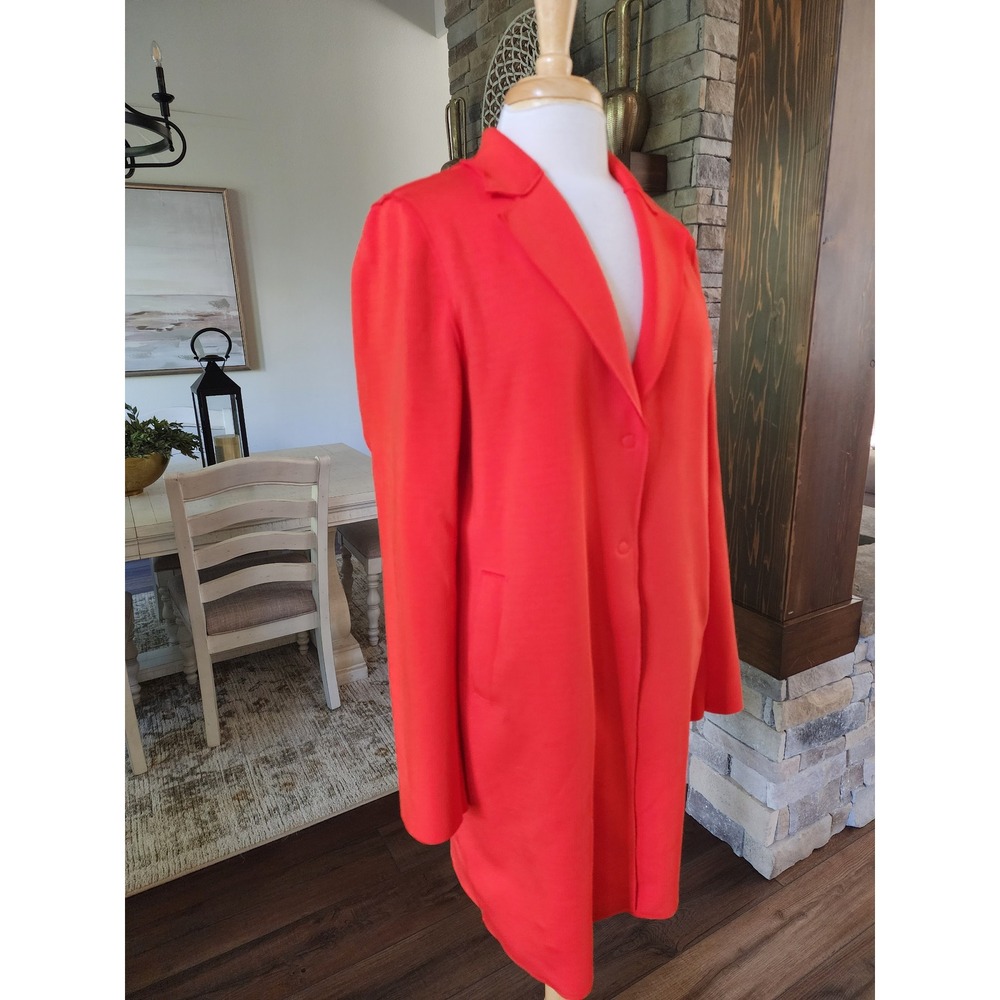 Carolina Belle Montreal Orange Longline Blazer Coat Women Large Stretch Modern
